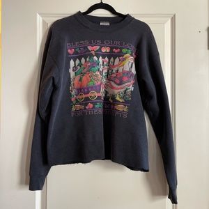Vintage ONEITA “BLESS US OUR LORD FOR THESE THY GIFTS” Mother Goose sweatshirt